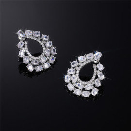 Arihant Silver Plated American Diamond Studded Contemporary Drop Earrings