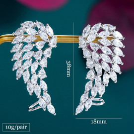 Arihant Silver Plated American Diamond Studded Wing Shape Contemporary Drop Earrings