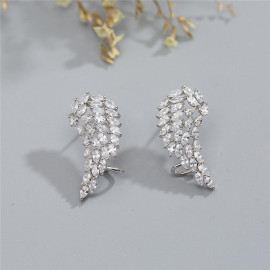 Arihant Silver Plated American Diamond Studded Wing Shape Contemporary Drop Earrings