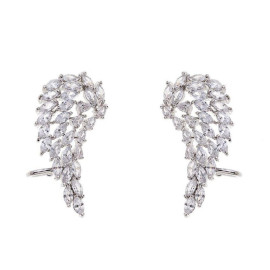 Arihant Silver Plated American Diamond Studded Wing Shape Contemporary Drop Earrings