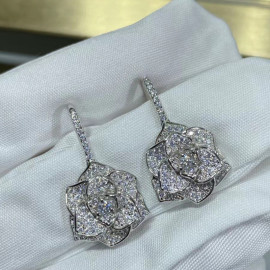 Arihant Silver Plated American Diamond Studded Floral Rose themed Drop Earrings