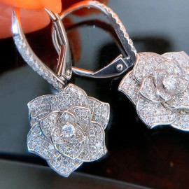 Arihant Silver Plated American Diamond Studded Floral Rose themed Drop Earrings