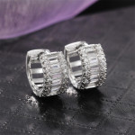 Arihant Silver Plated American Diamond Studded Contemporary Hoop Earrings