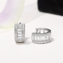 Arihant Silver Plated American Diamond Studded Contemporary Hoop Earrings