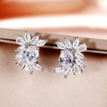 Arihant Silver Plated American Diamond Studded Crushed Ice Cut Stud Earrings