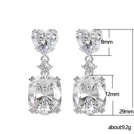 Arihant Silver Plated AD Studded Silver Heart inspired Crushed Ice Cut Drop Earrings