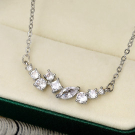 Arihant Silver Plated American Diamond Studded Contemporary Pendant