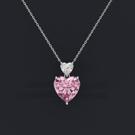 Arihant Silver Plated American Diamond Studded Pink Heart Shape Pendant