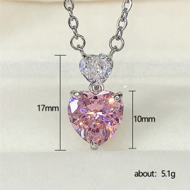 Arihant Silver Plated American Diamond Studded Pink Heart Shape Pendant