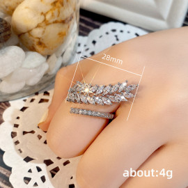 Arihant Silver-Plated CZ Stone-Studded Leaf inspired Adjustable Silver Ring
