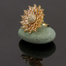 Arihant Gold Toned Stone Studded Adjustable Ring 5705