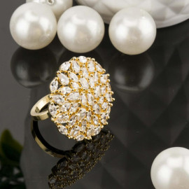 Arihant Gold Toned Stone Studded Adjustable Ring 5708