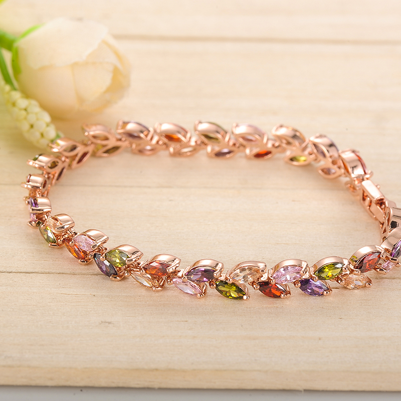 Arihant Rose Plated Multicolour CZ Bracelet 3007