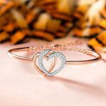 Arihant Rose Gold Plated American Diamond Heart Design Fashion Bracelet 3157