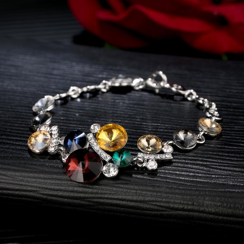 Arihant Platinum Plated Multicolour Crystal Elements Fashion Bracelet 3167