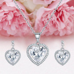 Platinum Plated American Diamond Hearts Jewellery Set 4075