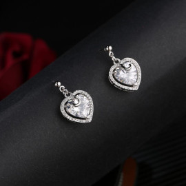 Platinum Plated American Diamond Hearts Jewellery Set 4075