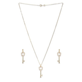 Gold Plated Hearts Golden Key Shaped Jewellery Set 4076 4076