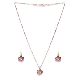 Gold Plated Multicolour Cubic Zirconia Floral Jewellery Set 4085 4085