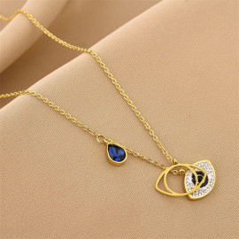 Arihant Stainless Steel Gold Plated & Silver Plated American Diamond Studded Evil Eye Pendant