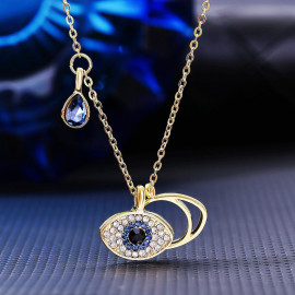 Arihant Stainless Steel Gold Plated & Silver Plated American Diamond Studded Evil Eye Pendant