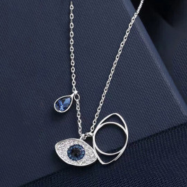 Arihant Stainless Steel Gold Plated & Silver Plated American Diamond Studded Evil Eye Pendant