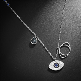 Arihant Stainless Steel Gold Plated & Silver Plated American Diamond Studded Evil Eye Pendant