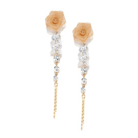 Rose Gold Plated American Diamond Rose inspired Drop Earrings 1541