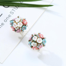 Arihant American Diamond Multicolour Floral Stud Earrings 2296