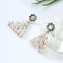 Arihant Crystal Elements Rose inspired Triangle Drop Earrings 2304
