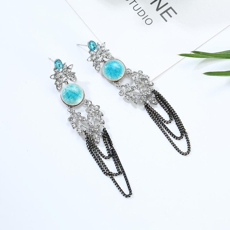 Arihant Opal Folklore Gemisphere Crystal Elements Chain Drop Earrings 2314