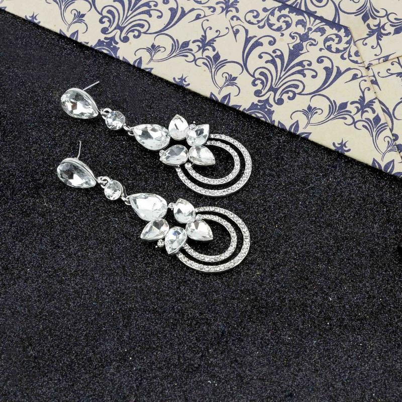 Arihant Platinum Plated American Diamond Drop Earrings 2328