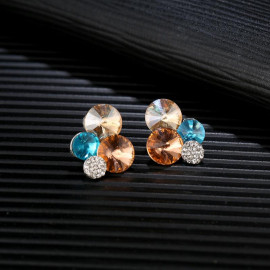 Arihant Platinum Plated Multicolour Crystal Clip-on Earrings 2432