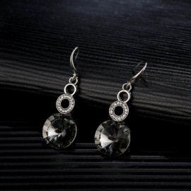 Arihant Platinum Plated Black Crystal AD Drop Earrings 2444