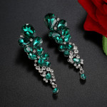 Arihant Platinum Plated Handcrafted Green Drop Earrings 2489