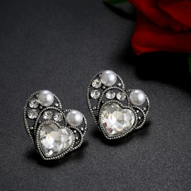 Arihant Platinum Plated Crystal Elements Heart shaped Earrings 2545