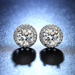 Arihant Silver Plated American Diamond Studded Beautiful Circular Solitaire Stud Earrings