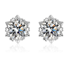 Arihant Silver Plated American Diamond Studded Star Shaped Solitaire Stud Earrings