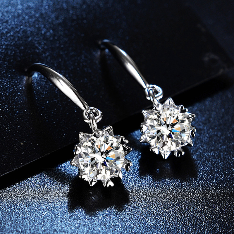 Arihant Silver Plated Crystal Studded Anti Tarnish Circular Solitaire Drop Earrings