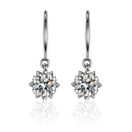 Arihant Silver Plated Crystal Studded Anti Tarnish Circular Solitaire Drop Earrings