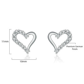 Arihant Silver Plated American Diamond Studded Heart Shape Korean Stud Earrings