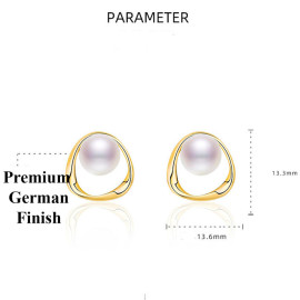 Arihant Gold Plated Triangle Shaped Pearl Studded Korean Stud Earrings