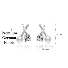 Arihant Silver Plated American Diamond Studded Cross Shape Korean Stud Earrings