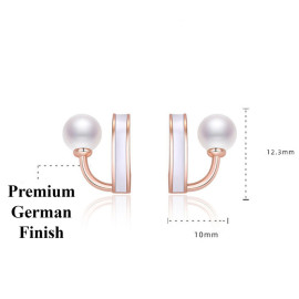 Arihant Rose Gold Plated Freshwater Pearl Studded Retro Stud Earrings