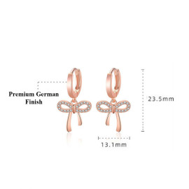 Arihant Rose Gold Plated American Diamond Studded Bow-Tie Shape Korean Stud Earrings