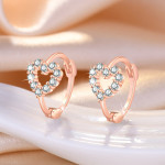 Arihant Rose Gold Plated American Diamond Studded Heart Shape Hoop Earrings