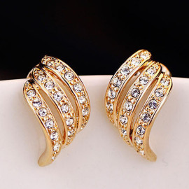 Arihant Gold Plated American Diamond Studded Contemporary Korean Stud Earrings