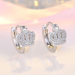 Arihant Silver Plated American Diamond Studded Crown Shape Korean Hoop Earrings