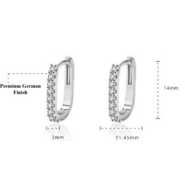 Arihant Silver Plated American Diamond Studded Geometrical Korean Hoop Earrings