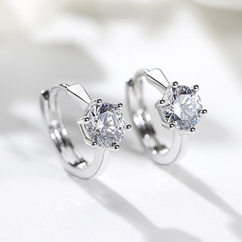 Arihant Silver Plated American Diamond Studded Contemporary Korean Stud Earrings